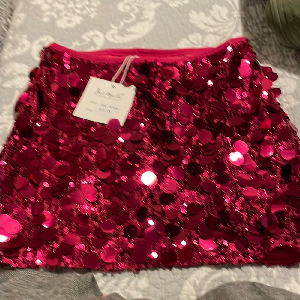Pink Sequined Mini Skirt
